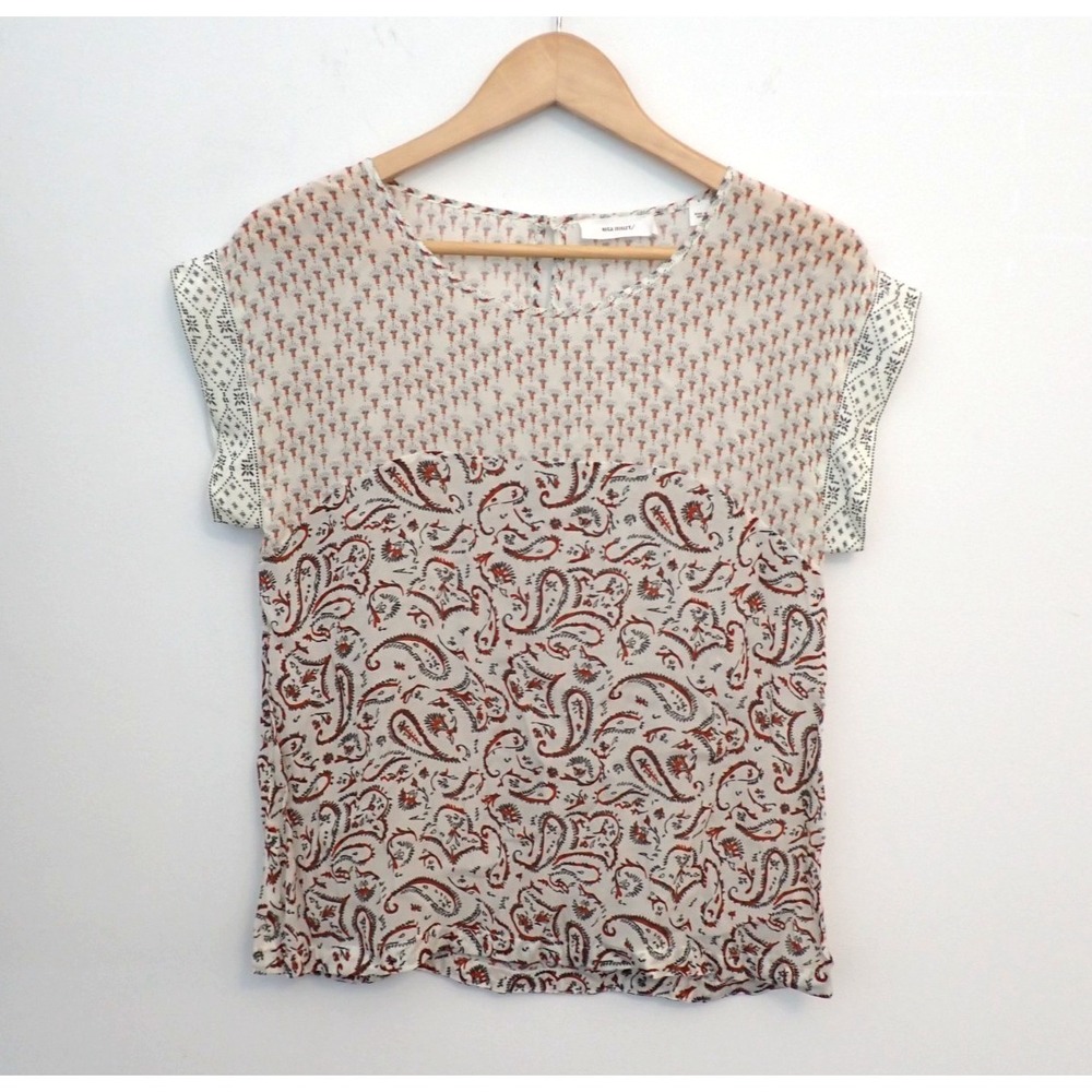 Anthropologie Sita Murt/ Mixed Print Paisley Cap Sleeve Blouse Top Size 38/US 6